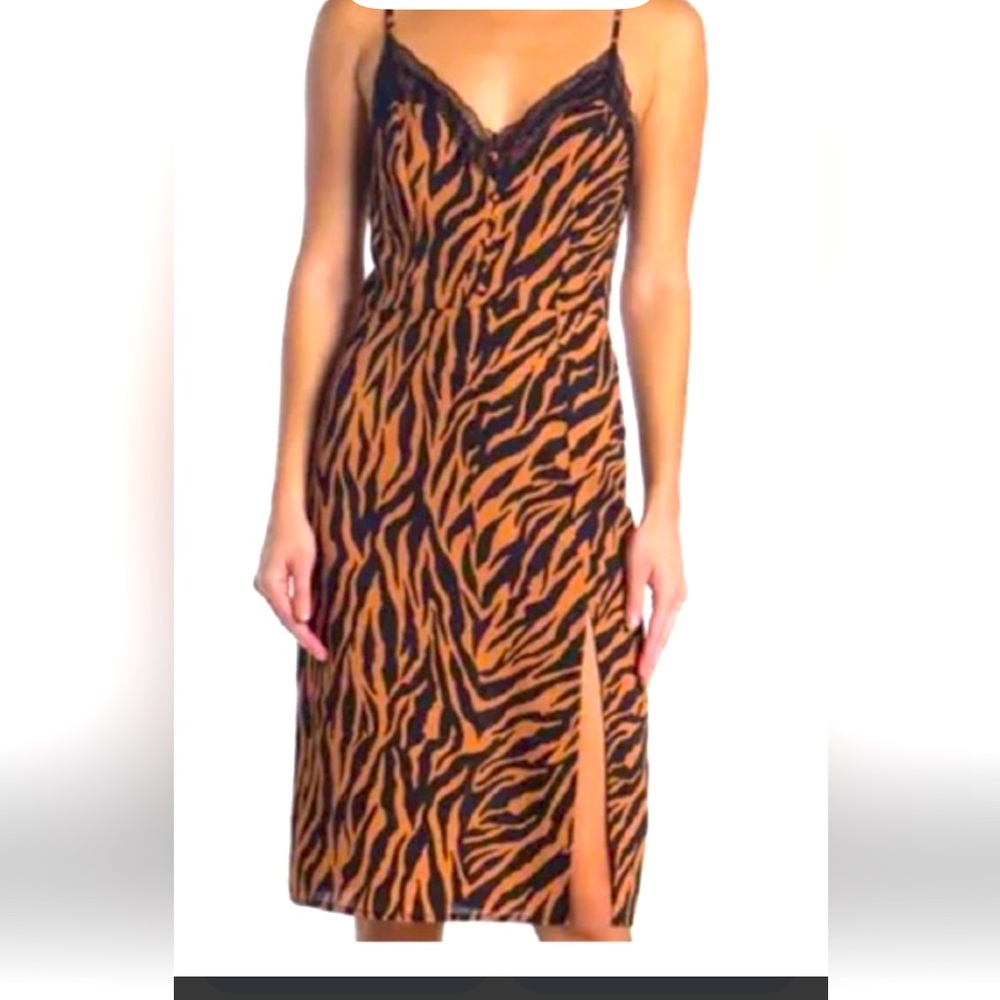 Zebra lace midi slip dress size medium